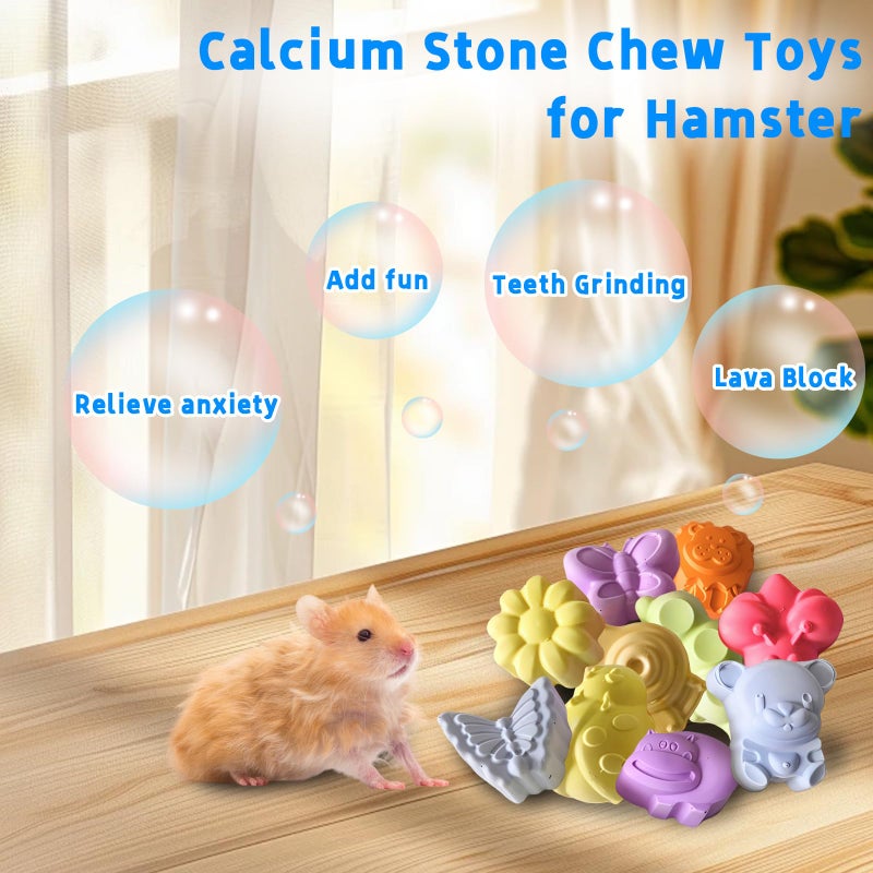 Hamiledyi 10 Pieces Hamster Teeth Grinding Lava Block Calcium Stone Chew Toys for Chinchillas Rabbits Gerbil Guinea Pig Syrian Hamster Squirrel Ferret - Image 3